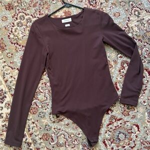 Aritzia Brown Long Sleeve Bodysuit